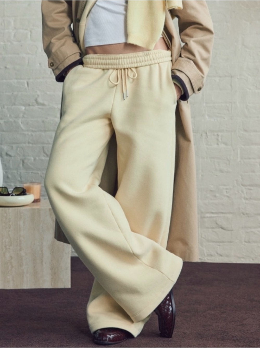 A&F High Rise Sunday Drawstring Sweatpants in Butter Yellow - Picture 4 of 7